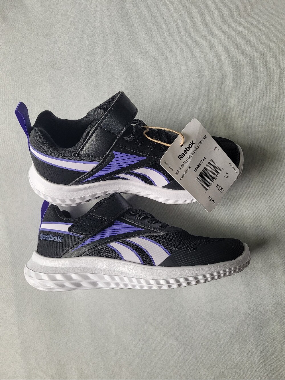 Reebok Kids Black & Purple Athletic Sneakers - Velcro Fit